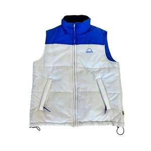 VTG 90's Dawls Puffer Vest Blue White Quilted Padded Gorpcore Streetwear